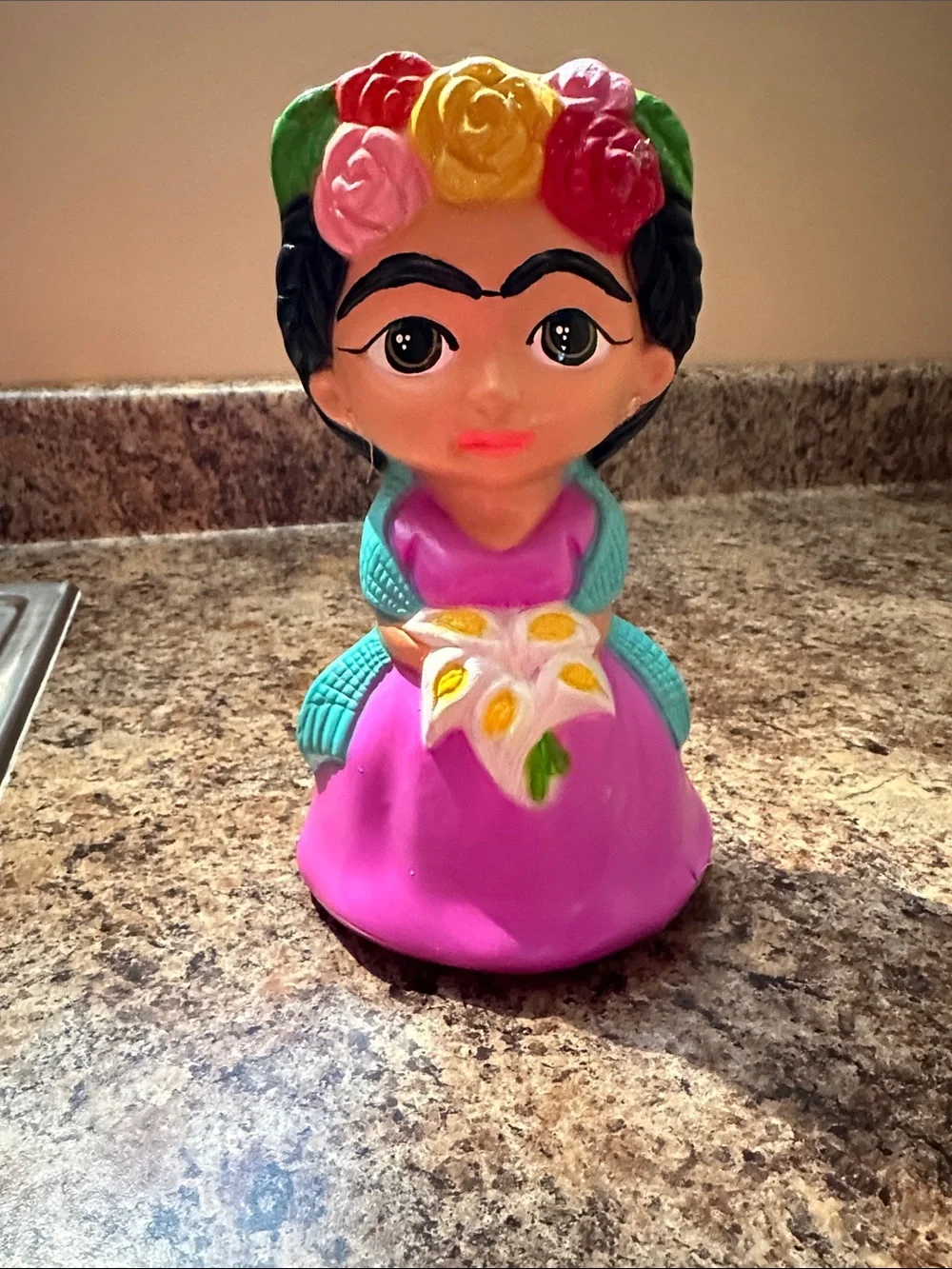 Frida-Inspired Pink Floral piggy bank